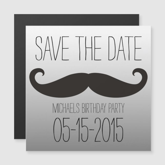 Moustache / Mustache / Schnurrbart + your text Magnetic Invitation (Front/Back)