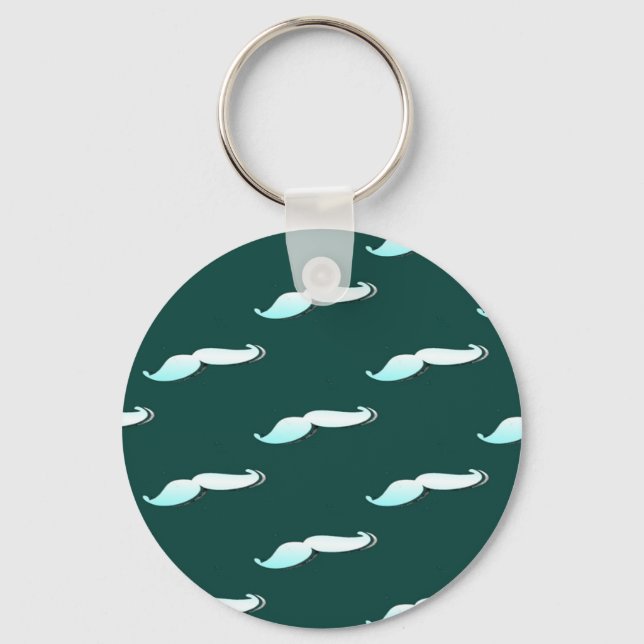 Moustache on green keychain (Front)