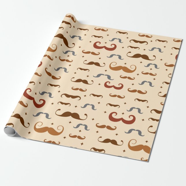 Moustache Pattern Wrapping Paper (Unrolled)