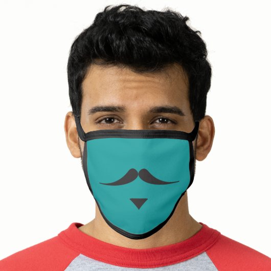 MOUSTACHE 'Sir Thomas' face mask on aqua (Worn Him)