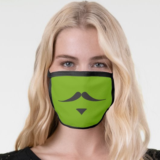 MOUSTACHE 'Sir Thomas' face mask on green (Worn Her)