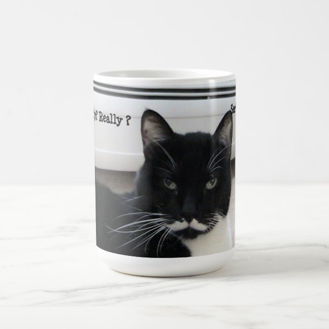 Moustache Tuxedo Cat (Seriously) Mug (Center)