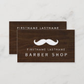 Moustache Woodgrain Barber Shop Business Card (Front/Back)
