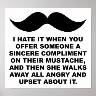 Moustached Woman Funny Poster