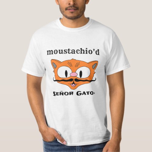 moustachiod  Humorous Cartoon Mustache Cat T_Shirt