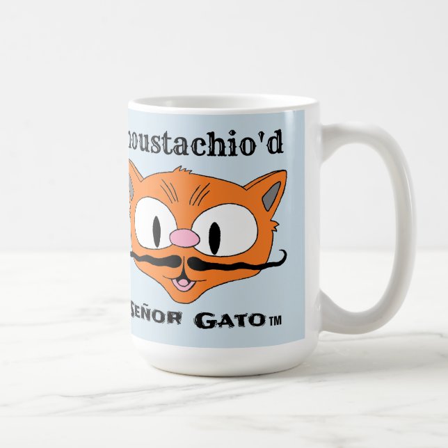 "moustachio'd" Señor Gato handlebar mustache cat Coffee Mug (Right)