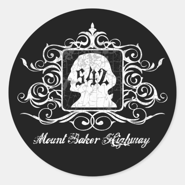Mout Baker Highway -grungy Classic Round Sticker (Front)