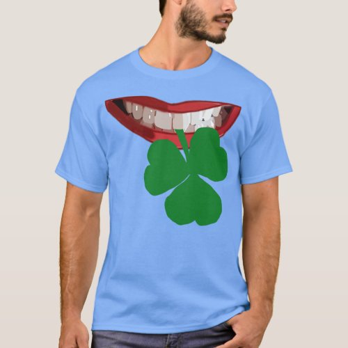 Mouth Biting Shamrock for St Patricks Day T_Shirt