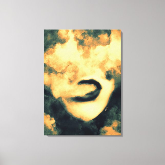 Mouth Smoke Vape Grunge Art Canvas Print (Front)