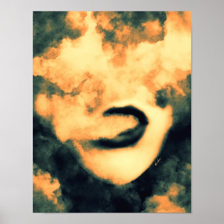 Mouth Smoke Vape Grunge Art Poster