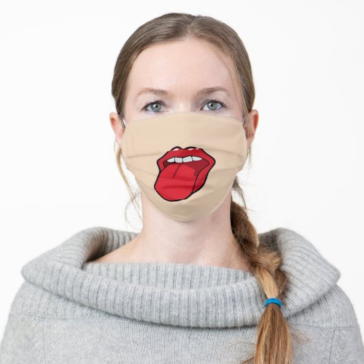 MOUTH STICKING OUT TONGUE CLOTH FACE MASKS (Worn)