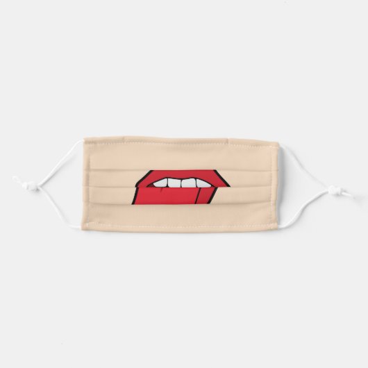 MOUTH STICKING OUT TONGUE CLOTH FACE MASKS (Front, Folded)