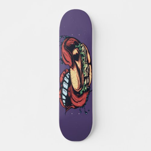 Mouth tongue and hamburger skateboard