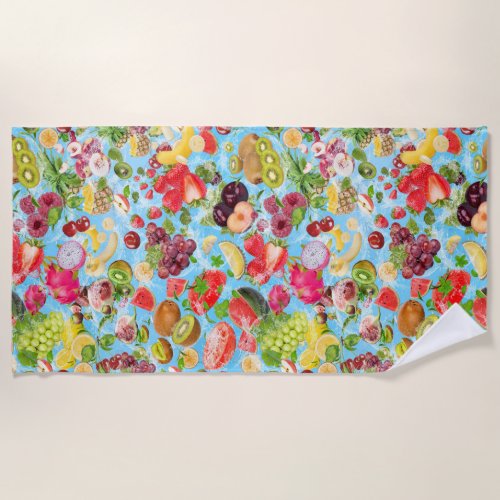 Mouth_watering Tropical Fruits Beach Towel