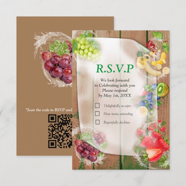 Mouth-watering Tropical Fruits RSVP Card (Front/Back)