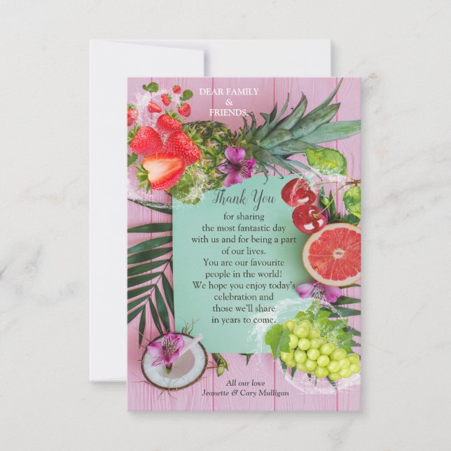 Mouth-watering Tropical Fruits Thank you RSVP Card (Front)