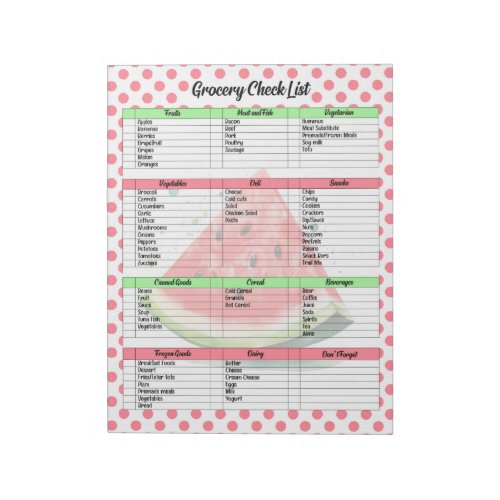  Mouth Watering Watermelon Grocery List Notepad