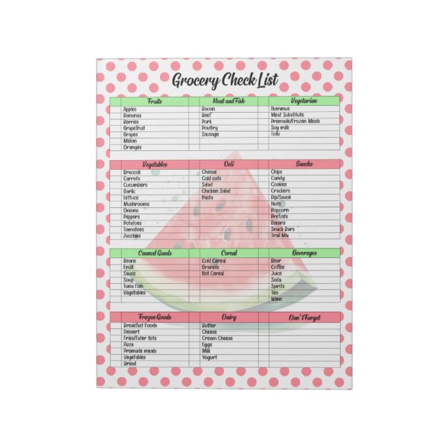  Mouth Watering Watermelon Grocery List Notepad (Rotated)