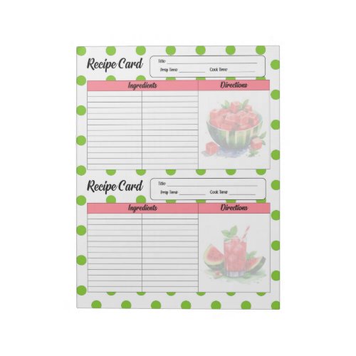 Mouth Watering Watermelon Recipe Card Notepad