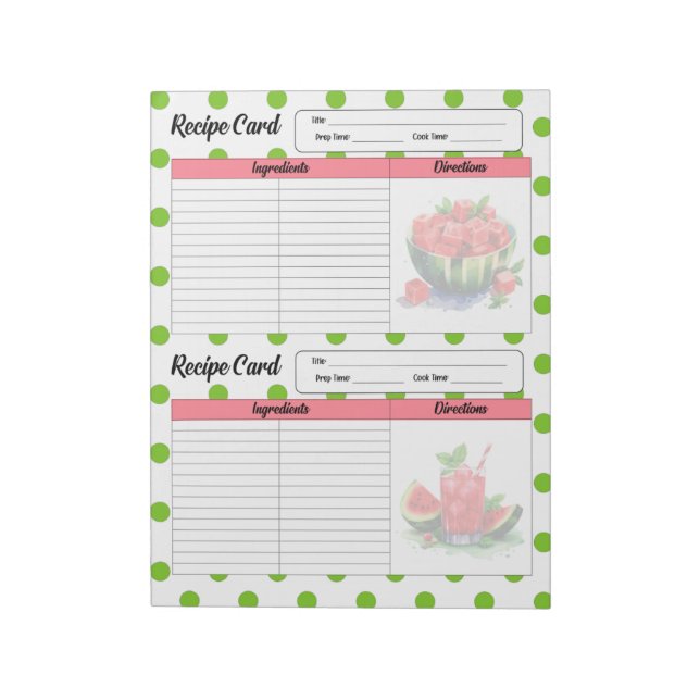 Mouth Watering Watermelon Recipe Card Notepad (Rotated)