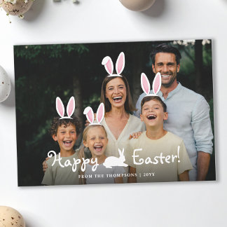 Movable Bunny Ears Graphic Overlay Photo Easter Card