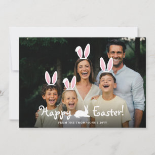 Movable Bunny Ears Graphic Overlay Photo Easter Card