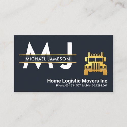 Movable Gold Monogram Placard Logistics Transport Business Card