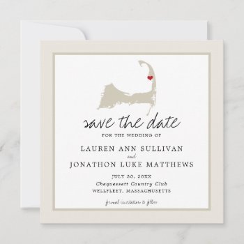 Movable Red Heart Wellfleet Cape Cod Map Wedding Save The Date by labellarue at Zazzle