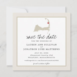Movable Red Heart Wellfleet Cape Cod Map Wedding Save The Date