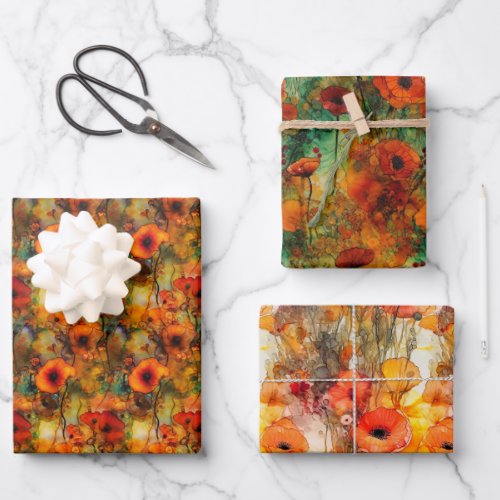 Movana _ Red Poppy World _ Set Wrapping Paper Sheets