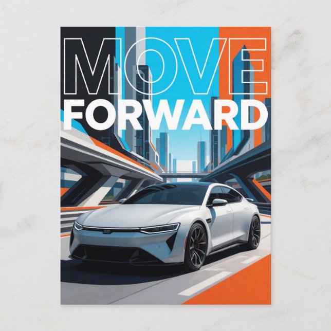 Move Forward Futuristic Performance Car Postcard (Front)