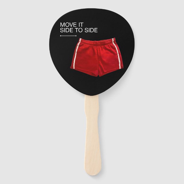 Move It Side To Side Red Athletic Shorts Hand Fan (Front)