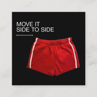 Move It Side To Side Red Athletic Shorts Square Business Card
