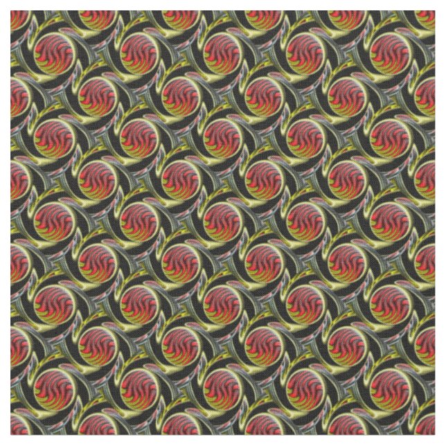 Move orange and red circles pattern fabric (Close Up)
