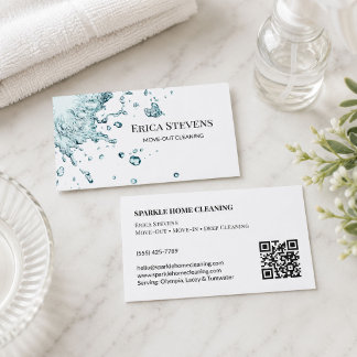 Move Out Cleaner Blue Water Splash Maid Business Card