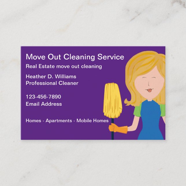 Move Out Cleaning Professional Editable  Business Card (Front)