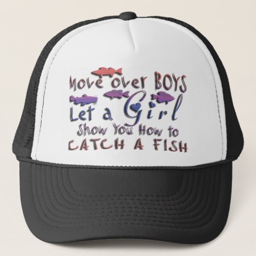 MOVE OVER BOYS GIRLS FISHING TRUCKER HAT