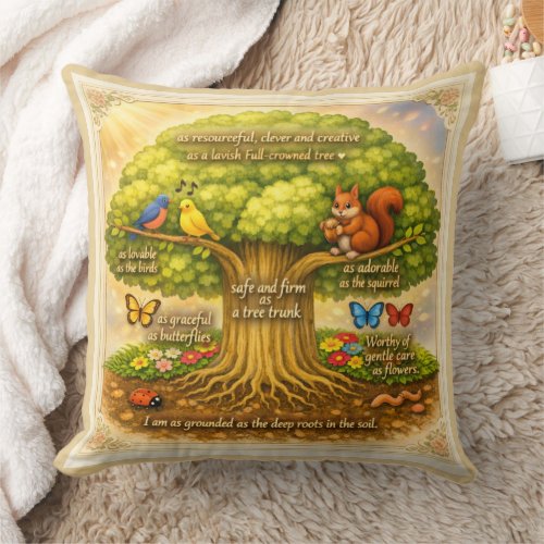 move throughout the day steadily inducing joy throw pillow