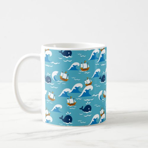  Move with the Sea Waves Pattern Coffee Mug