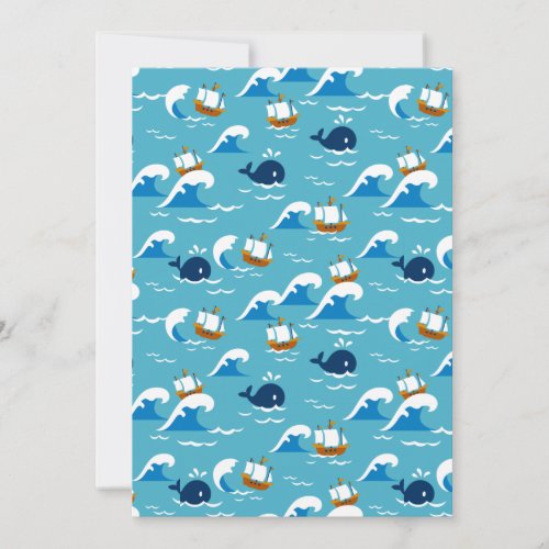  Move with the Sea Waves Pattern Holiday Card