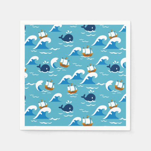  Move with the Sea Waves Pattern Napkins