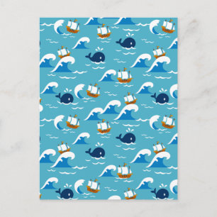 Move with the Sea Waves Pattern Postcard