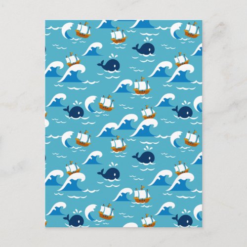  Move with the Sea Waves Pattern Postcard