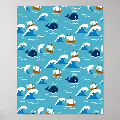  Move with the Sea Waves Pattern Poster