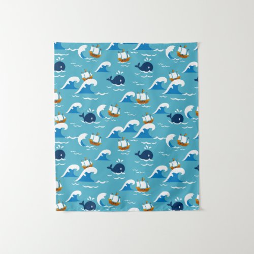  Move with the Sea Waves Pattern Tapestry