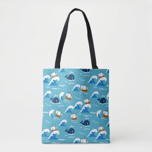  Move with the Sea Waves Pattern Tote Bag