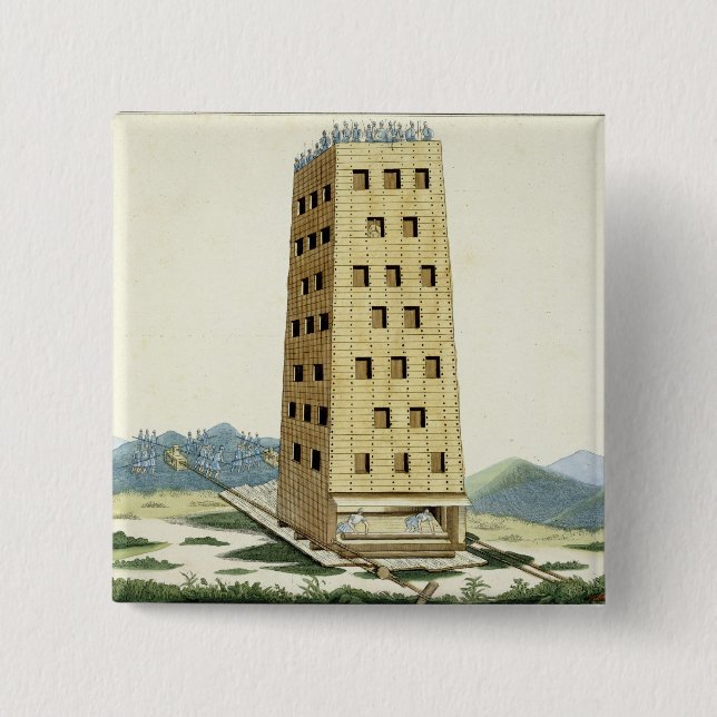 Moveable tower, designed after Caesar's tower at N Pinback Button (Front)