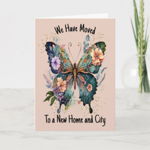 Moved Card with Butterfly & Flowers