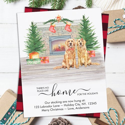 Moved Golden Retriever Holiday Moving Announcement