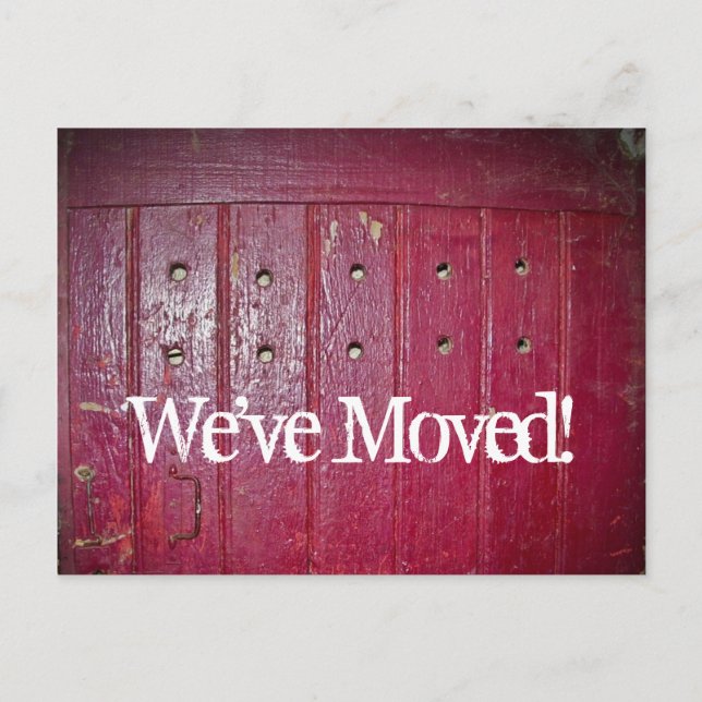 Moved new address old red door announcement postcard (Front)